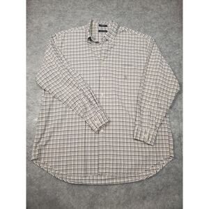 Nautica Men's XL Earthtone Small Check Plaid Button Down Long Sleeve Shirt